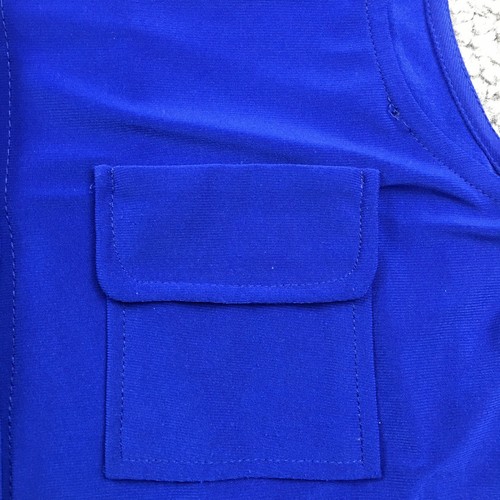 Emma & Michele Womens Shirt Dress Sz M Blue Button-Up Sleeveless Belted Stretch - Picture 3 of 11