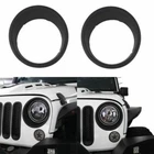 2x Matte Black Headlight Trim Cover Ring Bezels For Jeep Wrangler JK 2007-2015