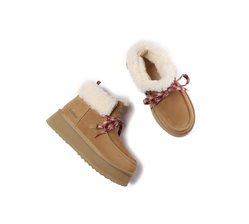 EVERAU® UGG Boots Women Australia Genuine Sheepskin Wool Platform Nonslip Honour - Picture 30 of 60