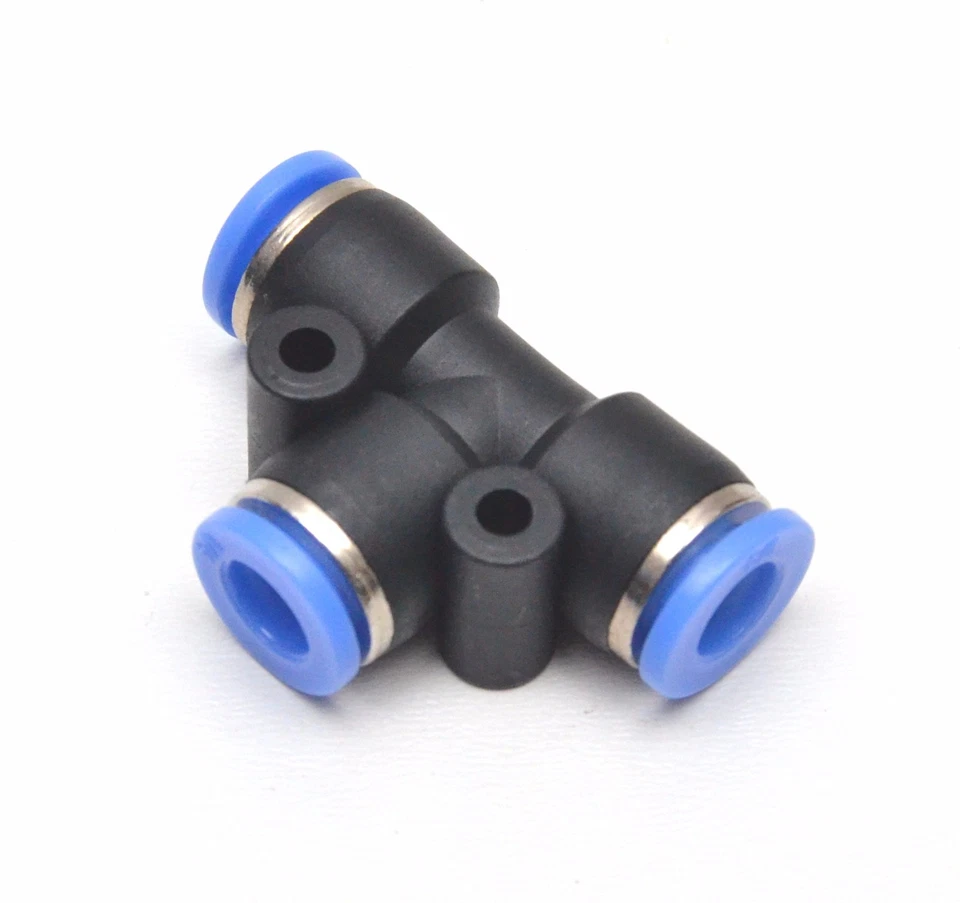 2 pcs Tee Push to Connect 1/4 OD 3 Side Equal T Fitting Splitter Union Air  - Image 3 of 4