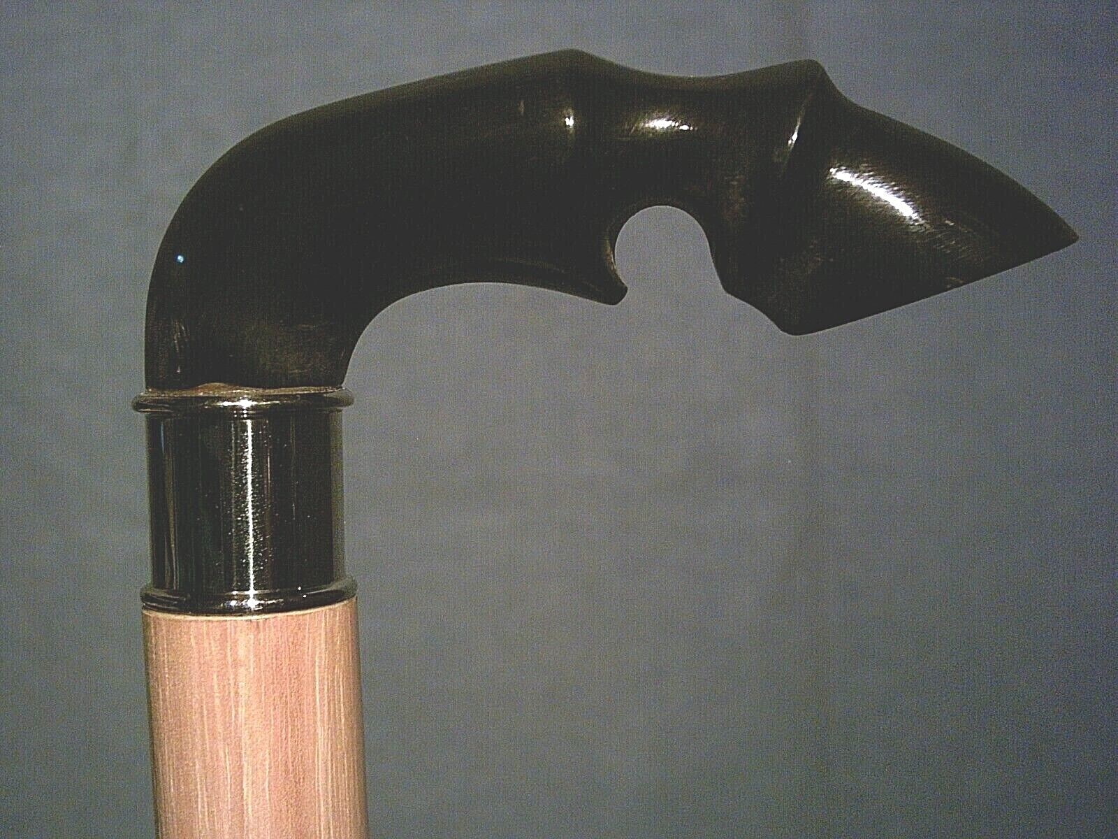 walking cane Black Water Buffalo Horn handle beaded collar tapered