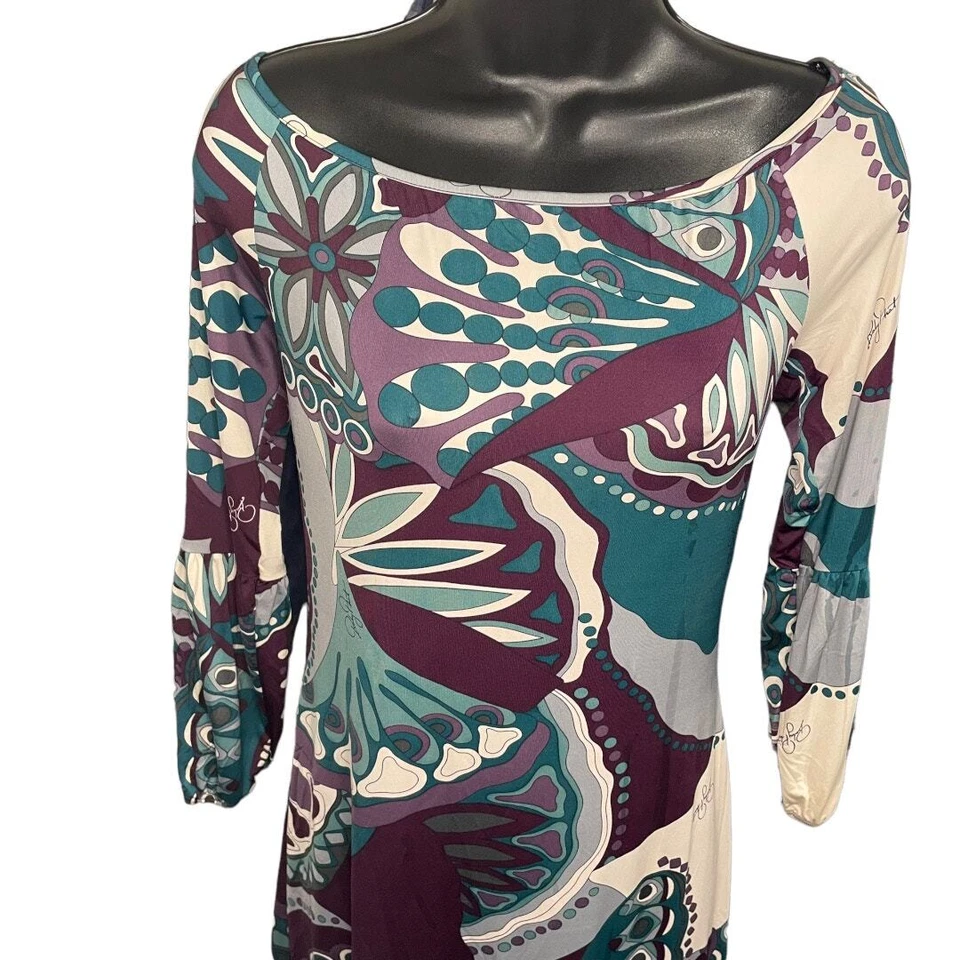 Vestido ceñido al cuerpo Baby Phat cachemir manga larga Y2K azul y verde azulado talla grande Foto 2 de 4