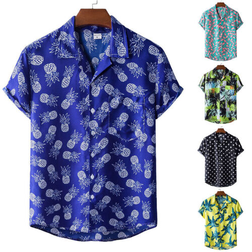 Herren Hawaii-Blumen-T-Shirt Kurzärmelig Urlaub Strand Party Tops Bluse T- ∑ - Bild 1 von 18
