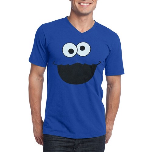 Cookie Monster Face V-Neck Adult T 
