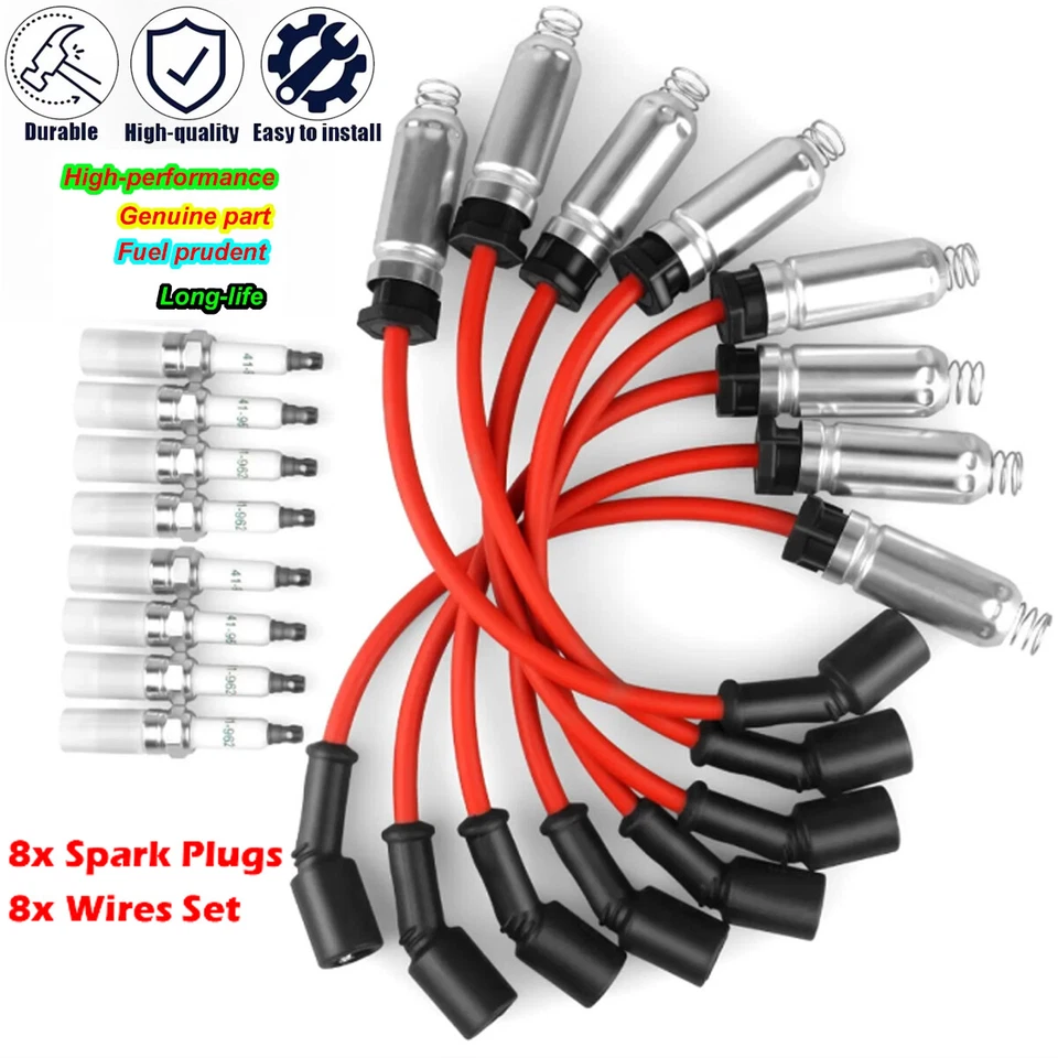 8x 9748HH Wires & 8x Iridium 41-962 Spark Plugs Set For Chevy GMC 4.8L 5.3L 6.0L - Image 2 of 4