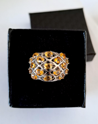 Bague En Argent 925 Sertie D'une Citrine | Taille 54 | Bijou Neuf Sans Boîte