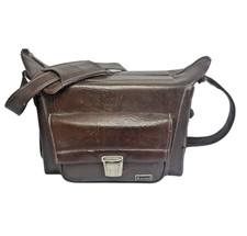 Marsand Camera Bag With Shoulder Strap Brown Faux Leather Vintage USA