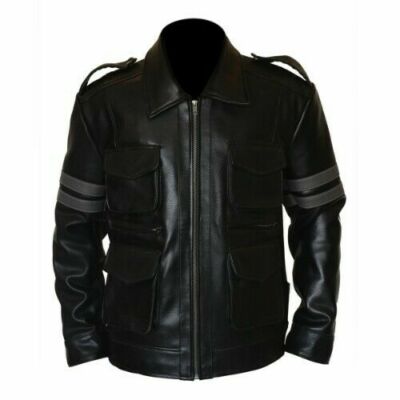 Resident Evil 6 Leon Scott Kennedy Game Cosplay Men's Real Leather Biker Jacket