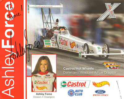 ASHLEY FORCE - Race Car Driver / Funny Car - Autograph Photo Card