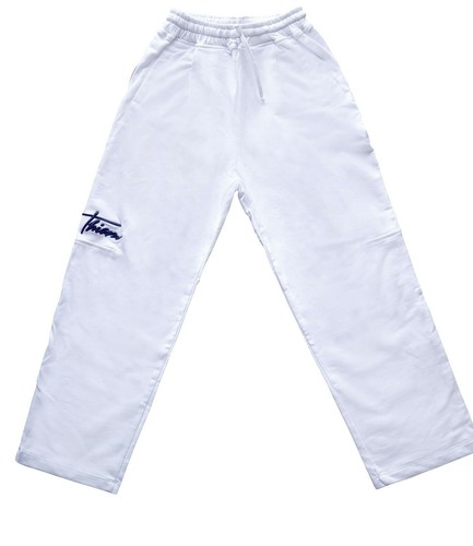 PANTALONE LUNGO SPORTIVO LARGO COTONE BIANCO UNISEX DONNA UOMO THIAM | eBay