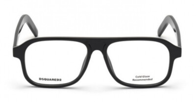 DSQUARED2 DQ 5323 001 Black Aviator Plastic Eyeglasses Frame 55-15-150 DQ5323