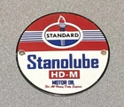 VINTAGE STANDARD STANOLUBE OIL GASOLINE PORCELAIN SIGN CAR GAS AUTO MOTORCYCLE