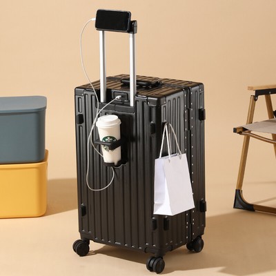 Large 28'' 32'' Aluminum Frame Suitcase   USB, Lock, Wheels, Travel Luggage Bag