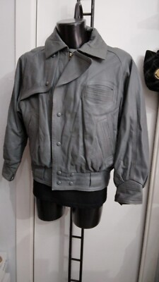LINE B LEATHER JACKET men man grey size M PG201LZ