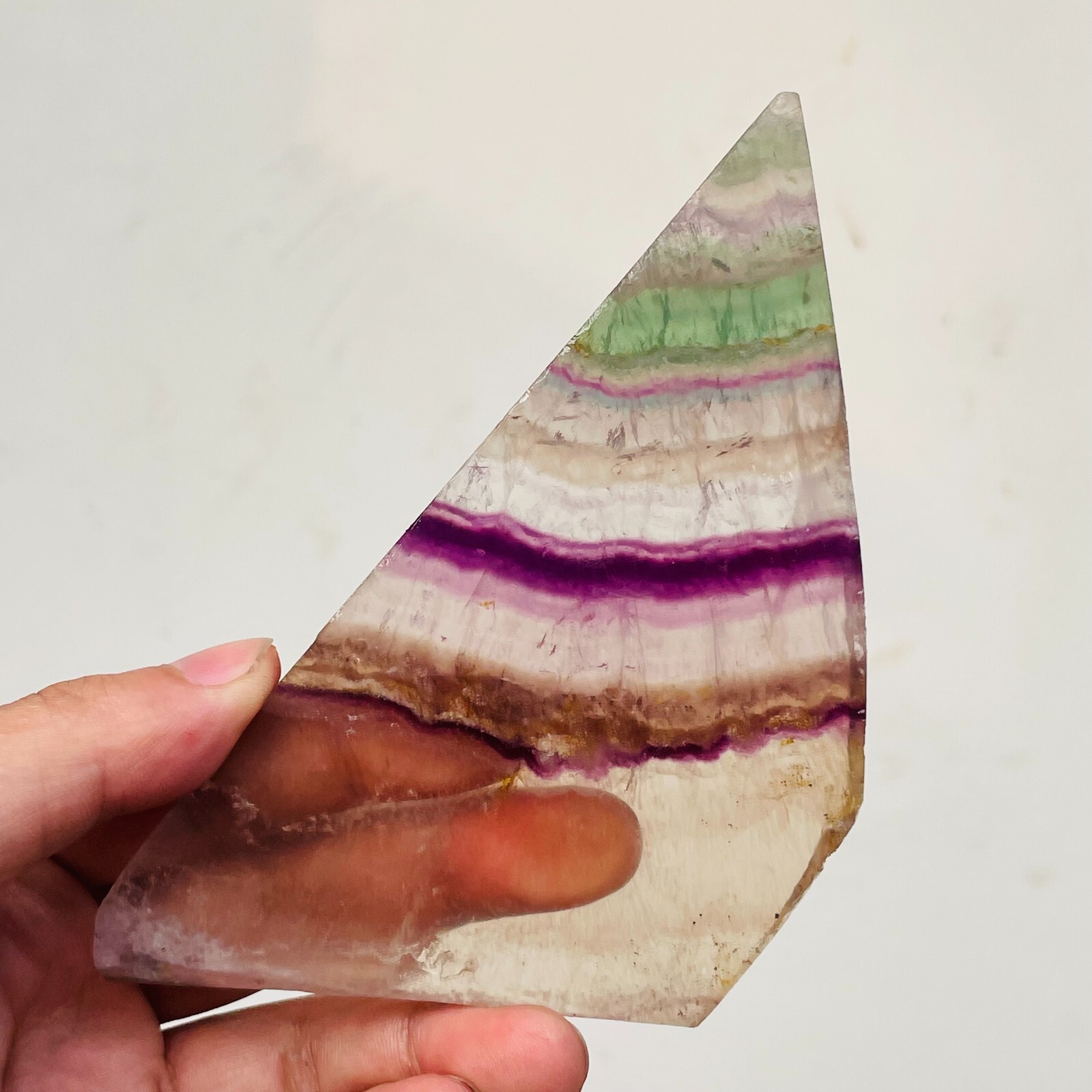 185g Natural Rainbow Fluorite Slice Crystal Healing Mineral Specimen