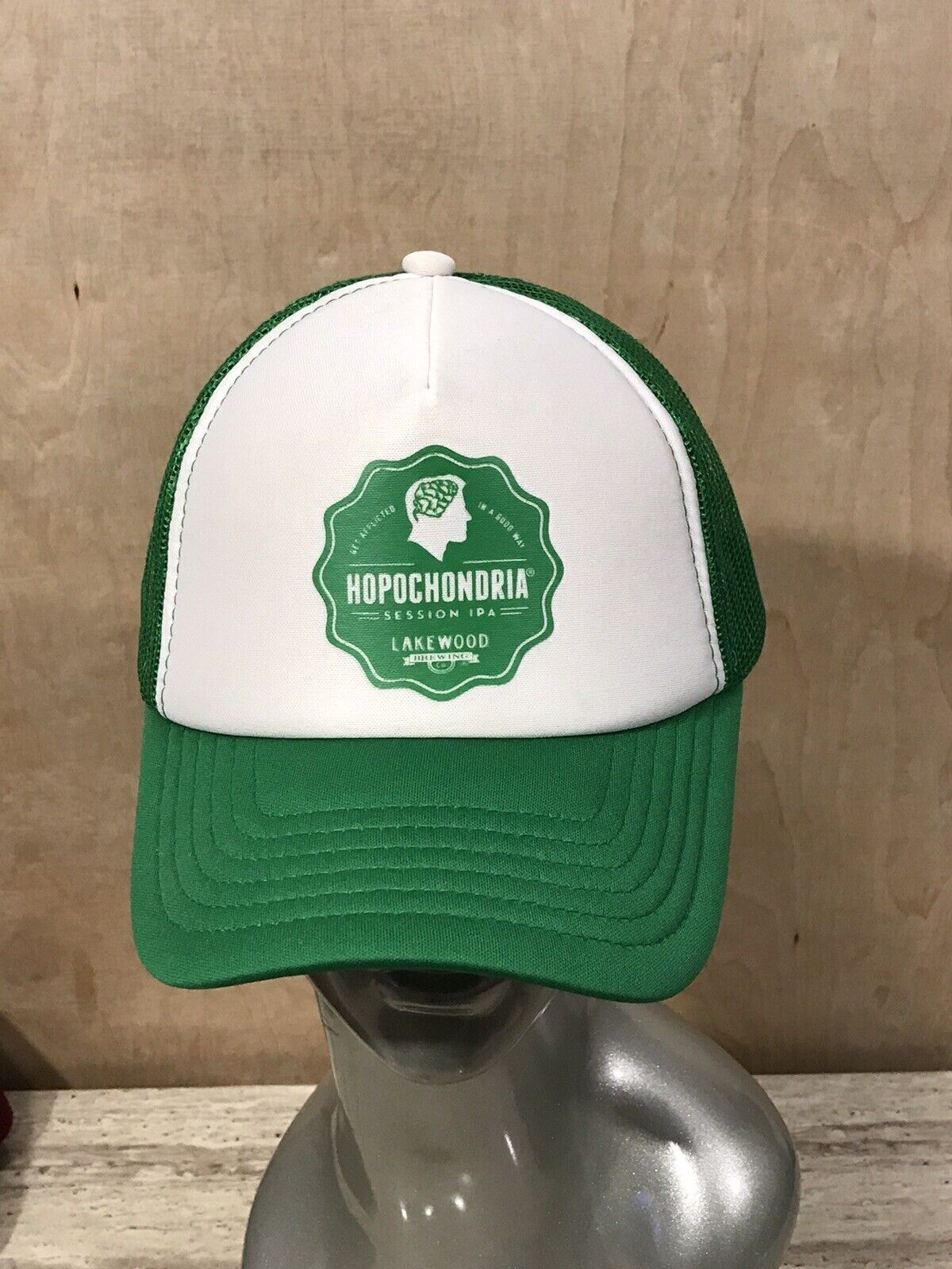 Sombrero de cervecería Hopochondria Lakewood Trucker Snapback malla verde/blanco sombrero