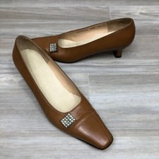 Potters Clay Vintage Ferragamo Made In Italy Mid Heel Slip-On Pumps Sz 5.5 B