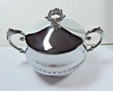 New NOS Antique Unmarked Silver Metal COVERED SUGAR Holder