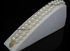 2 row SOUTH SEA AAA 8-9MM WHITE PEARL BRACELET 7.5-8 " 14K GOLD CLASP