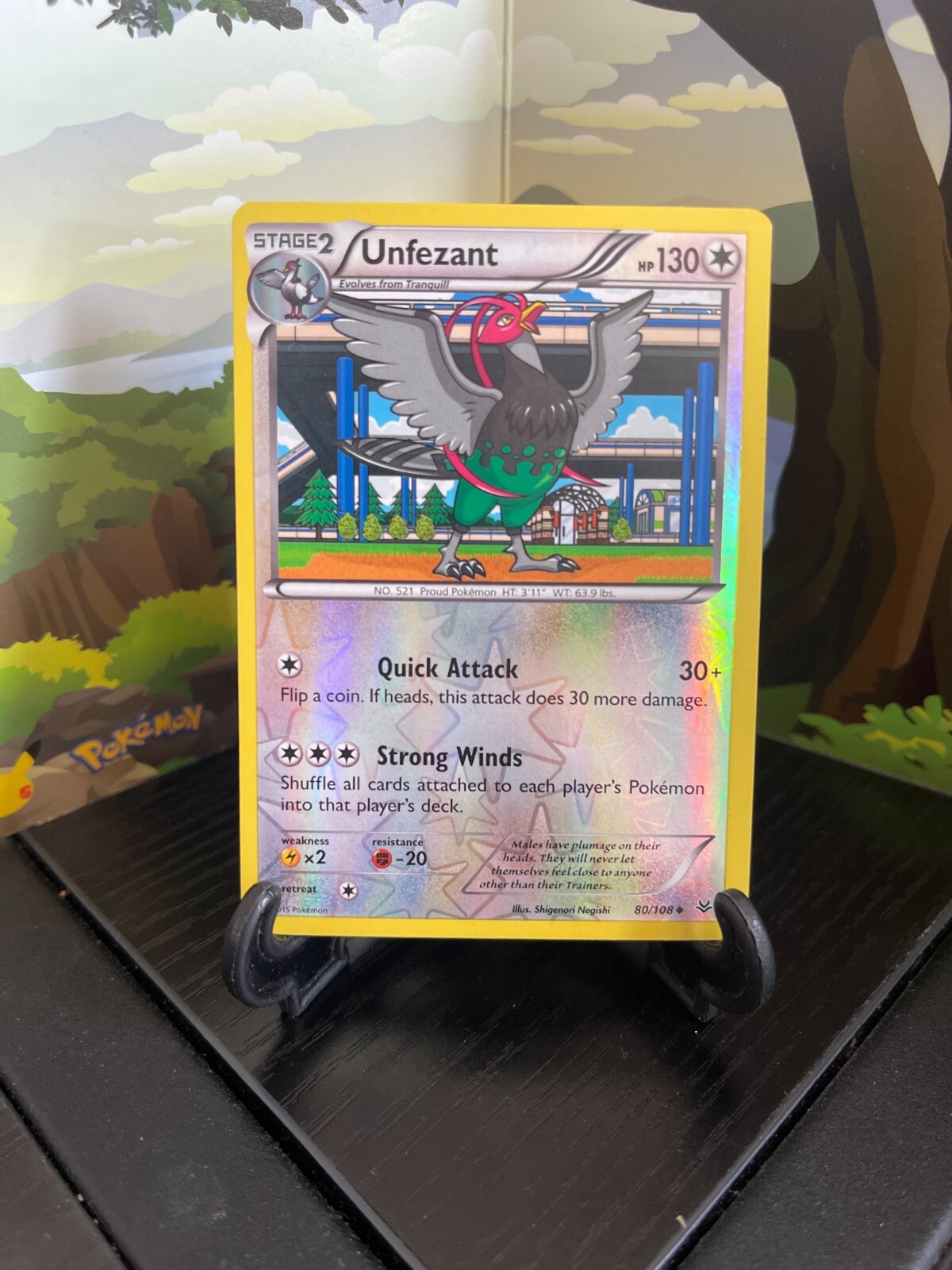 Unfezant 80/108 - Roaring Skies - Uncommon - Reverse Holo - Pokemon Card TCG- LP