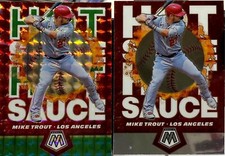 2021 Panini Mosaic Mike Trout & Tatis JR, Green Prizm Hot Sauce Baseball Cards