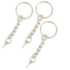 20 mm Split Ring with Chain and Screw Key Keyring Key Ring with Screw Bail Chain