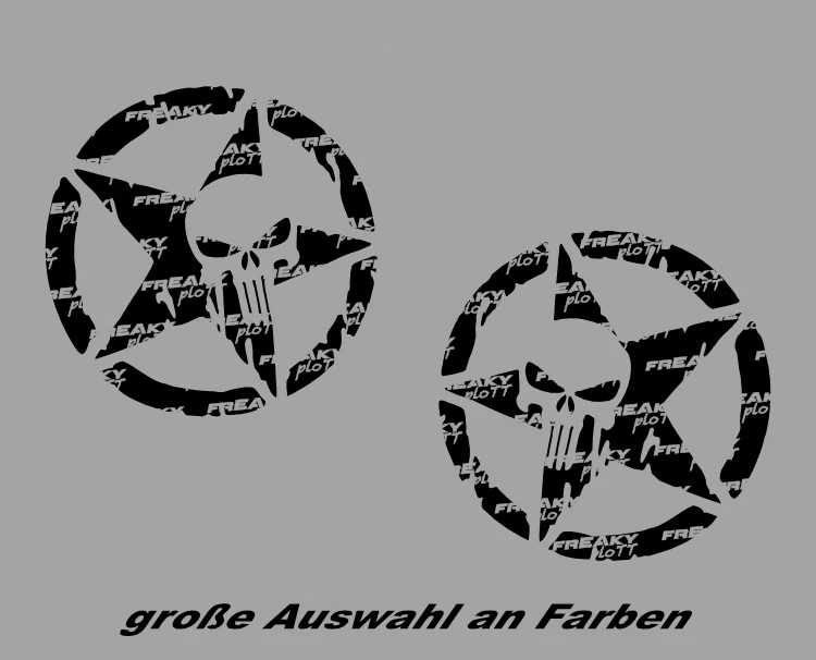 2 Stück Skull Aufkleber 6x6 cm Stern Totenkopf Auto Sticker Schädel PUNISHER - Bild 1 von 4