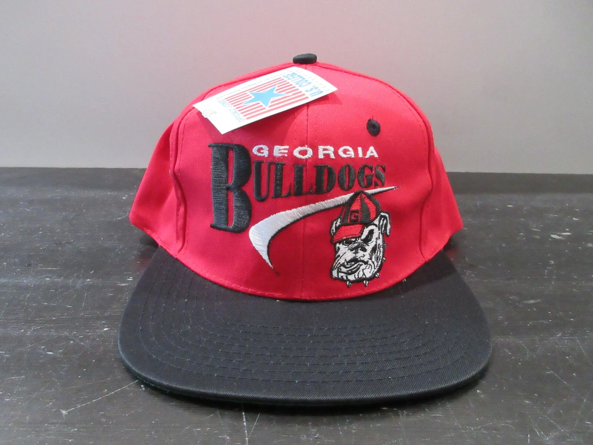 VINTAGE Georgia Bulldogs Hat Cap Snap Back Red Black UGA Football