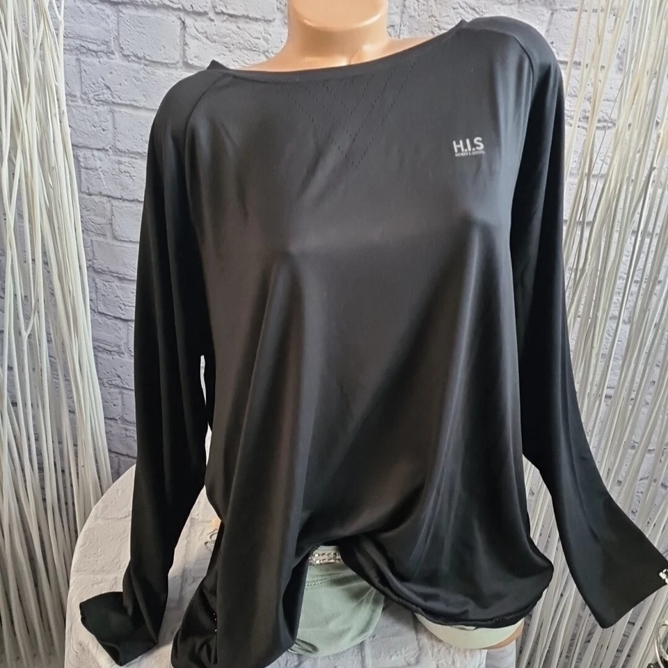 H.I.S Shirt Funktionsshirt Sport Langarm Tunnelzug 50 bis 52 Schwarz (1349) NEU