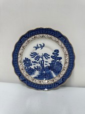 Vintage Booths Real Old WillowA8025 Blue White Gold Rim SidePlate England # RY