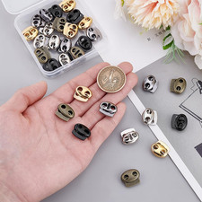 30pcs 5 Colors Metal Cord Locks, Double Hole Spring Stopper Fastener Slider T...