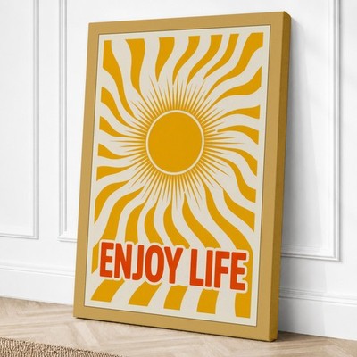 Enjoy Life Vintage Leinwandbild Wandbild Wohndeko fertig zum Aufhängen