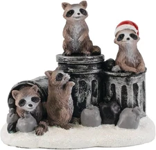 FG Square Holiday Village Raccoons NEW