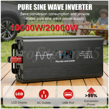 Pure Sine Wave Power Inverter 20000W Peak DC 12V to 110V Converter US
