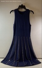Michael Kors Sleeveless Fit-And-Flare Knit Dress In Navy Blue