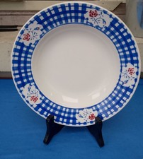 Ancienne Assiette Creuse En Faïence Badonviller France Cyrano Quadrillage Bleu 