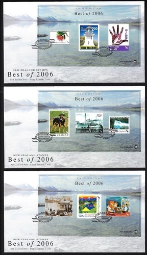 NEW ZEALAND 2006 Best of 2006, Set of 3 Miniature Sheets on FDC