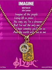 Lyric Culture | Imagine | John Lennon Peace Sign Necklace | NWT