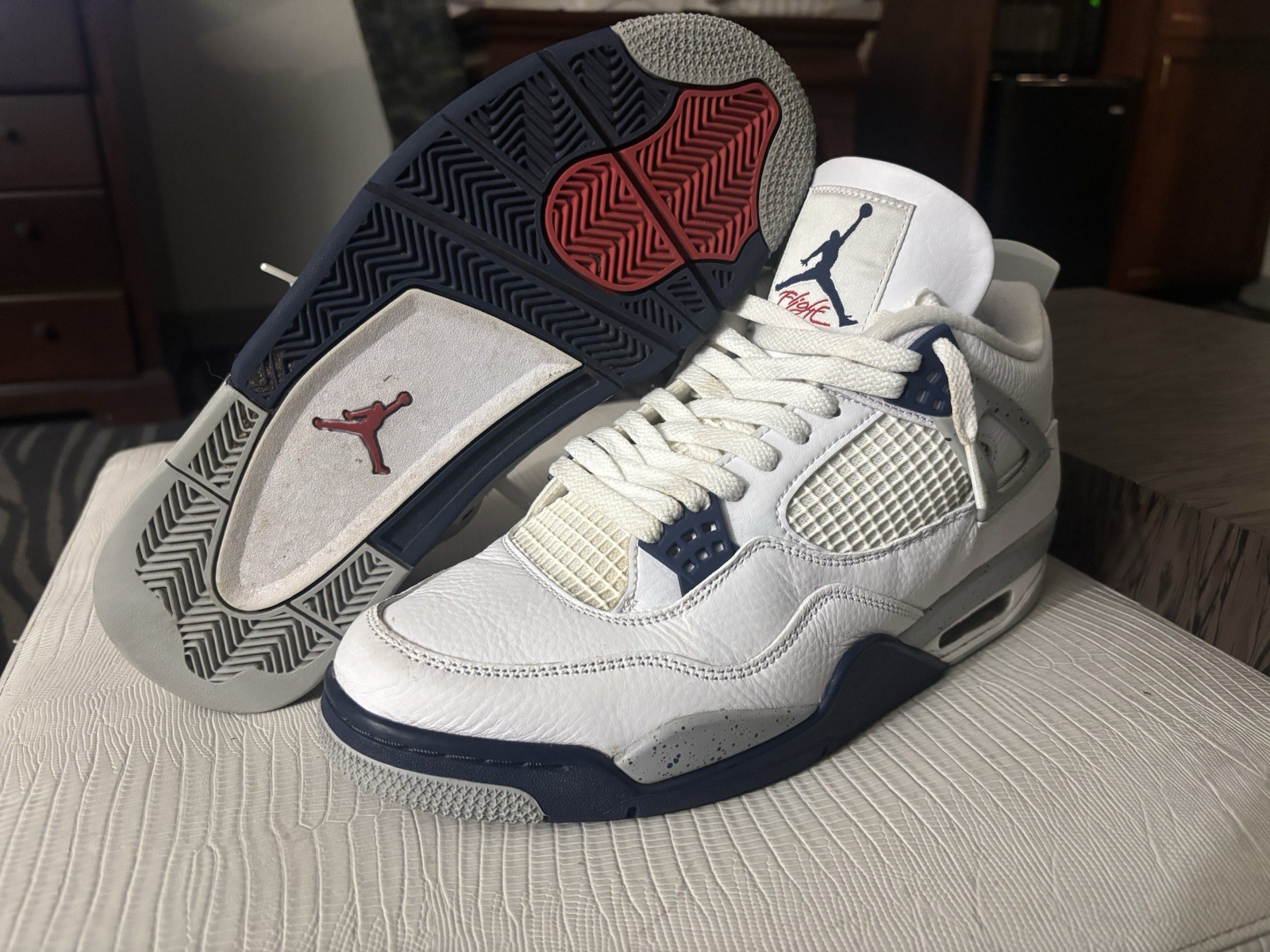 Nike Air Jordan 4 Retro Midnight Navy Men's Size 11.5 Preowned No Box