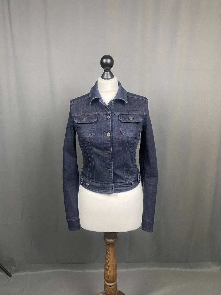 Chaqueta de motociclista Burberry Brit Nova Check azul de mezclilla para mujer talla UK 6 US 4 Foto 4 de 4