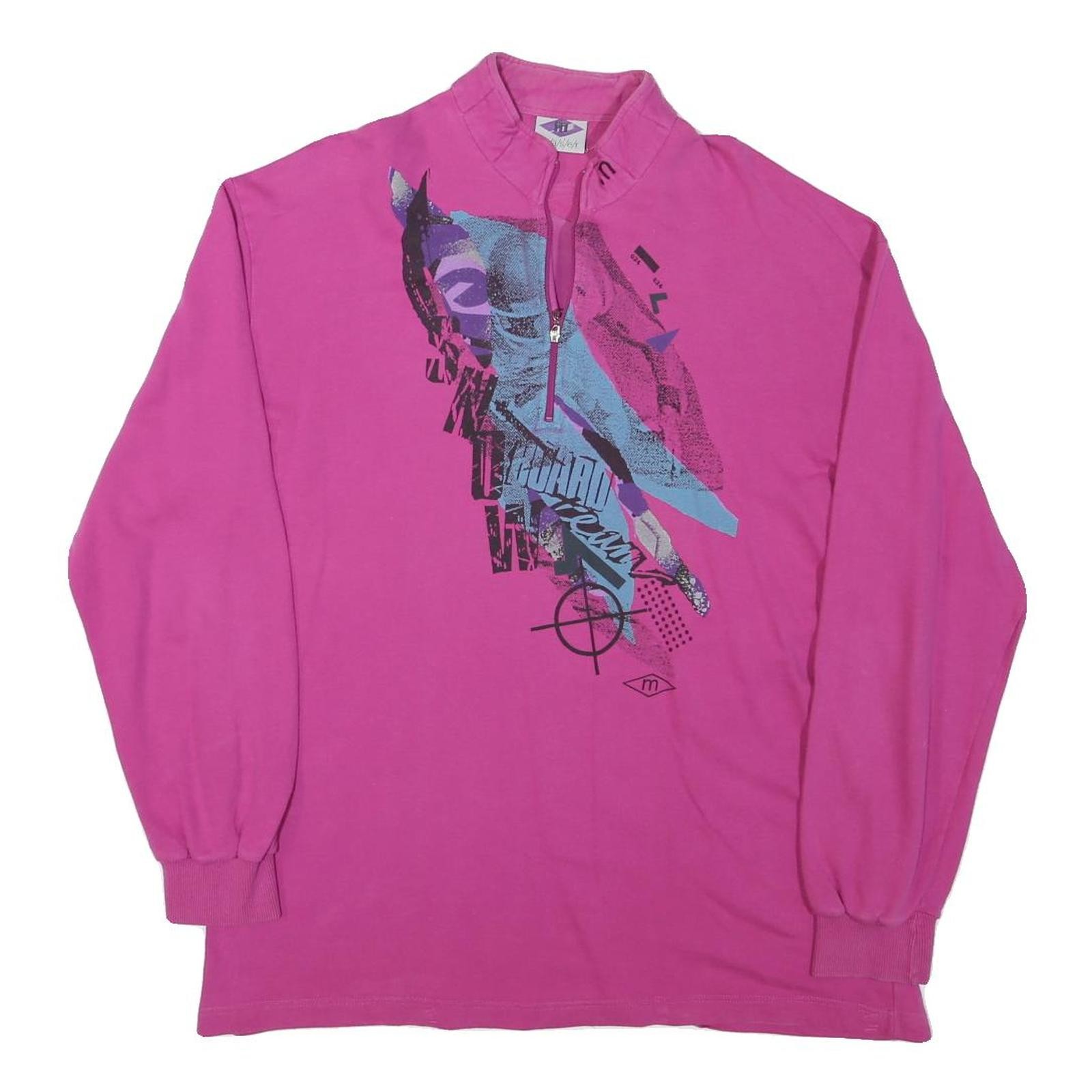 MASER Hombre Sudadera Rosa Cuello Redondo M Mezcla Algodón Estampado Gráfico