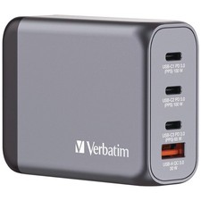 Verbatim 32202 100 W 4-Port GaN Wall Charger - Black/Gray New