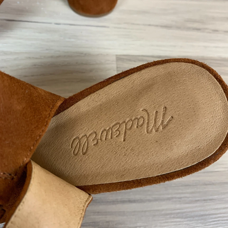 Tacones cilíndricos Madewell Alana Slingback marrón gamuza punta abierta Foto 3 de 4