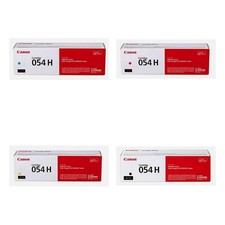 Canon 054H 054 H Toner Cartridges 4 Pack Black Cyan Magenta Yellow Genuine OEM