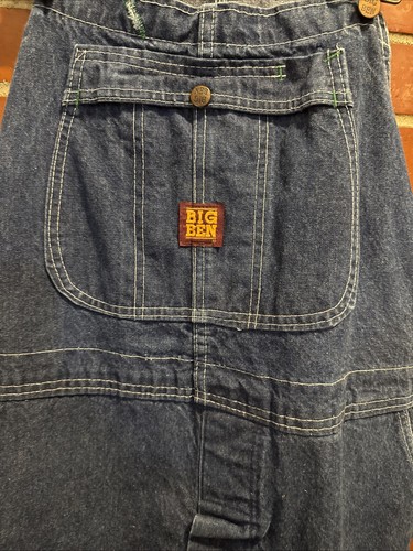BIG BEN - Salopette da lavoro vintage made in USA blu sbiadito jeans denim, uomo 42 x 30 - Foto 2 di 10