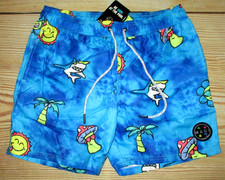 MENS MAUI AND SONS DRAWSTRING BLUE LINED SWIM BOARD SHORTS SIZE M