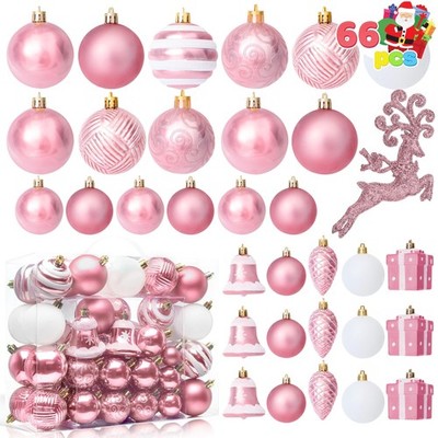 Joiedomi 66 Pcs Pink Christmas Balls Ornaments Set, Christmas Tree Ornaments ...
