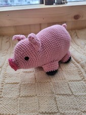 Crochet Pink Realistic Pig Curly Tail Babe Wilbur Handmade By College Student