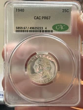 1940 Washington Quarter CACG PR67