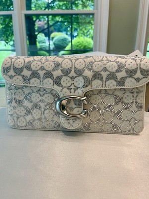 NWT COACH White Denim Crystal Denim Tabby 26 CEY98